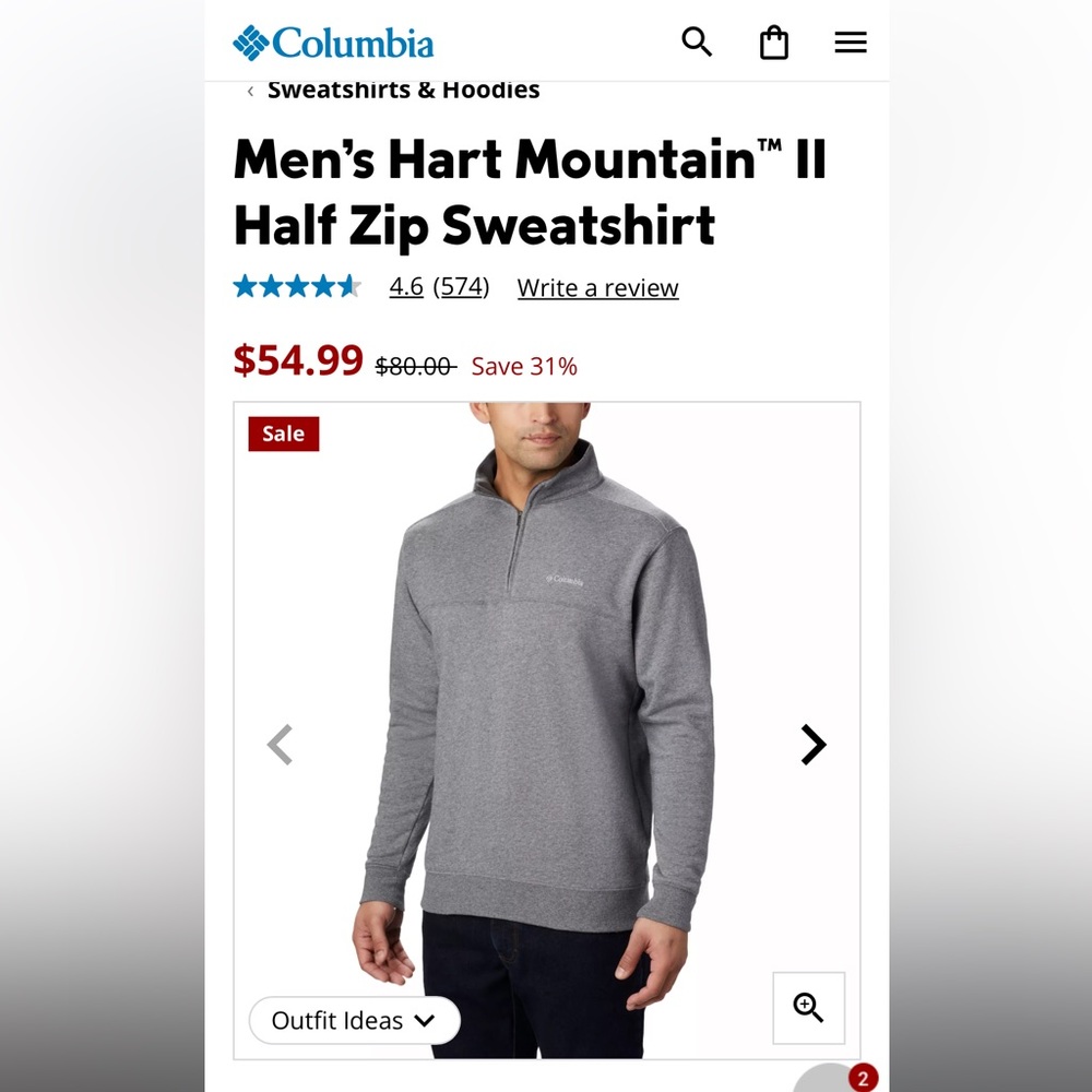 Men’s Columbia Hart Mountain Quarter Zip - Picture 2 of 5